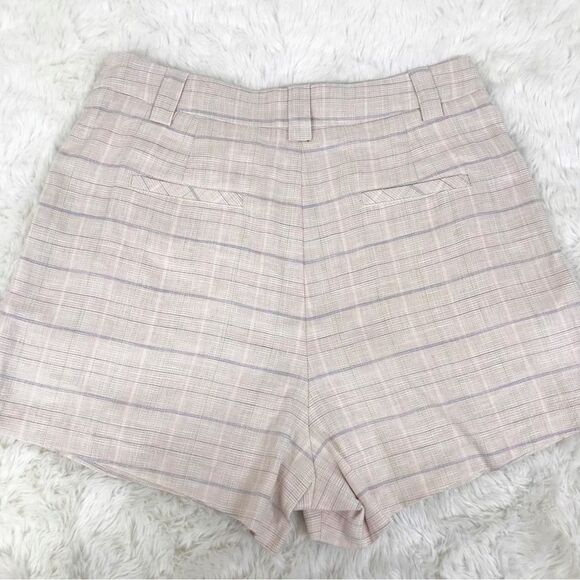 RAILS Ilena Linen Trouser Shorts High Waist‎ Sand Check Cream Plaid Size 12 New - Picture 11 of 16
